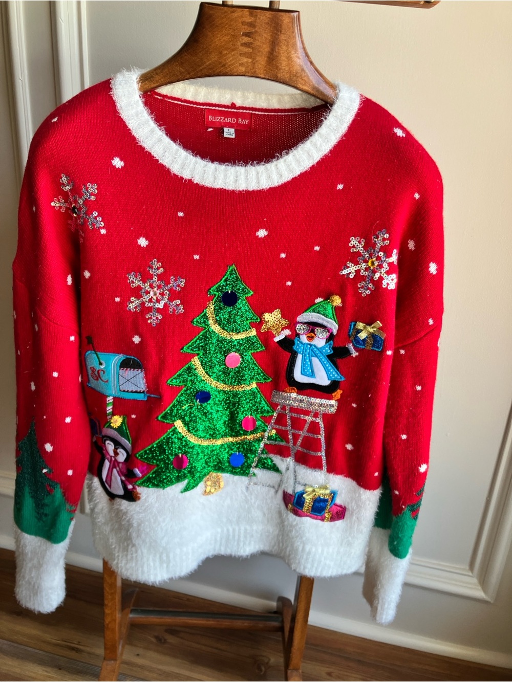 Red Holiday Sequin Christmas Tree Sweater